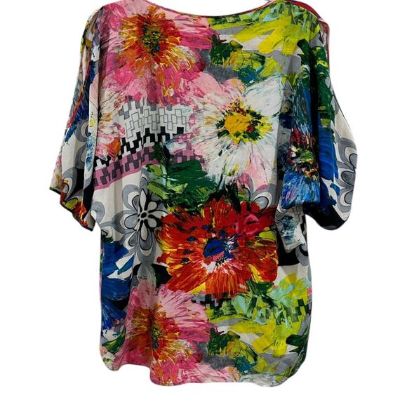 Vintage James World Cold Shoulder Rayon Resort Blouse - Picture 8 of 8